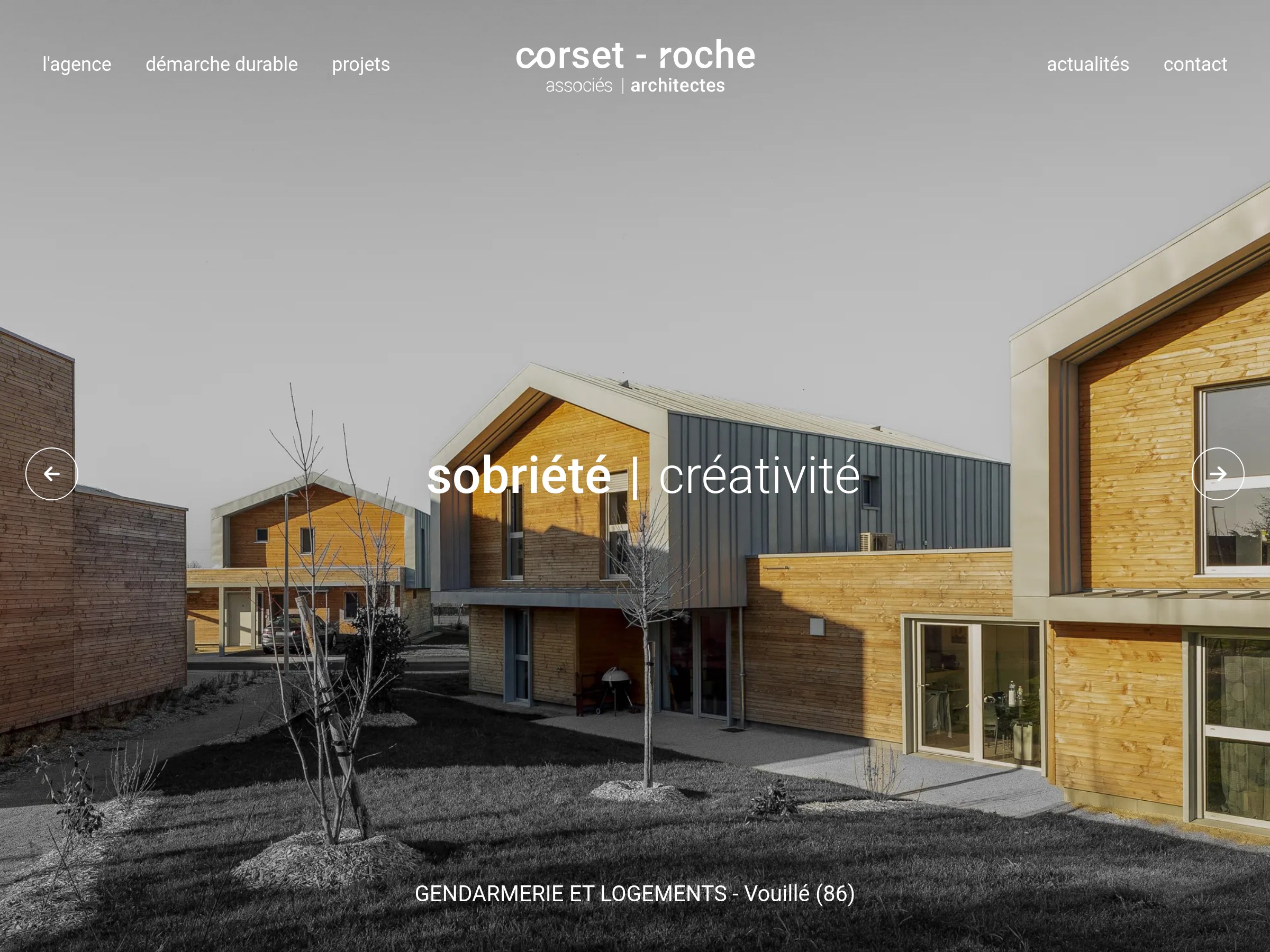 Corset Roche & Associés homepage with architectural photography